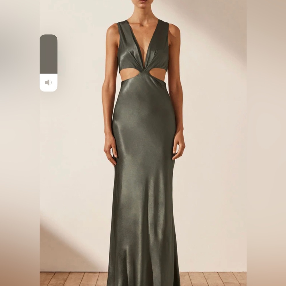 Shona Joy LA LUNE PLUNGED CUT OUT MAXI DRESS - OLIVE